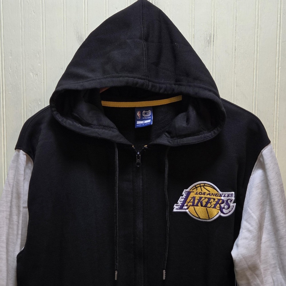 Los Angeles Lakers Hoodie Mens Medium Black NBA Basketball Ultra Game Full Zip
